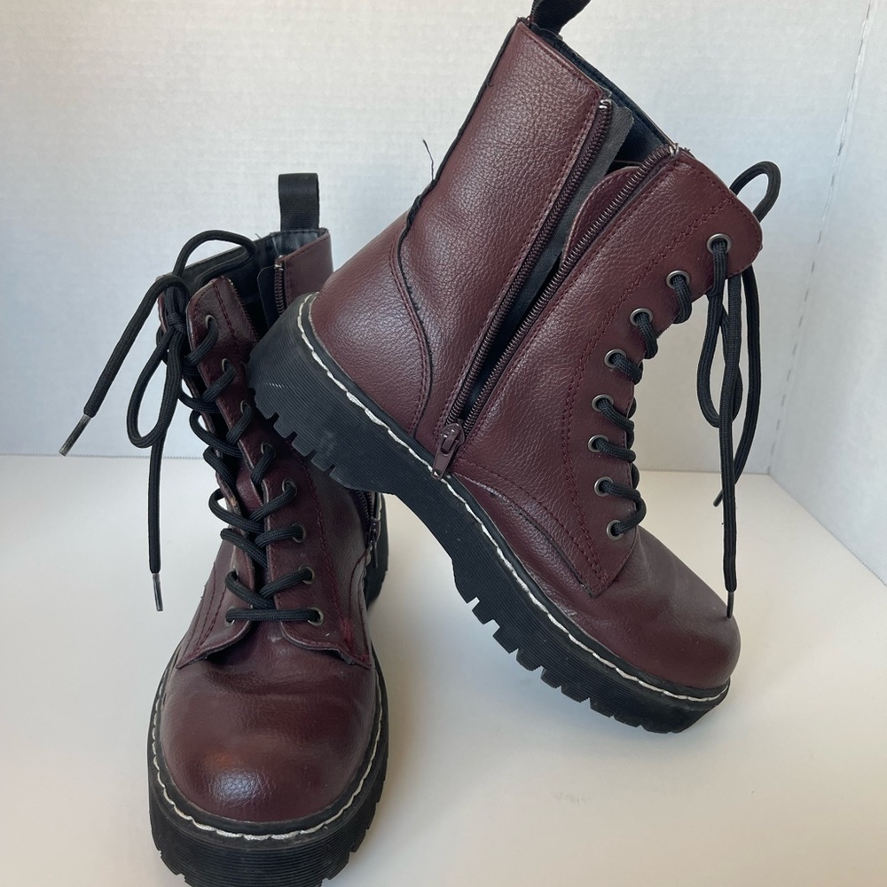 Maroon combat boots